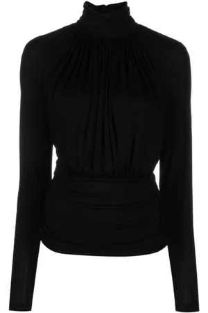 Saint Laurent Truien, Dames, Zwart, L, Cut-Out High Neck Top