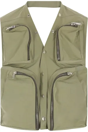 Rick Owens Jassen, Heren, Groen, XL, Nylon, V-Neck Cargo Jacket