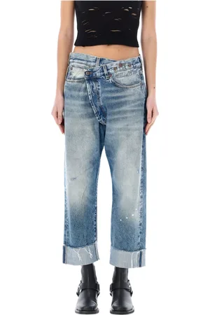 R13 Jeans, Dames, Blauw, W28, Katoen, Blauwe Casual Jeans Oversized Stijl