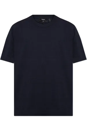 THEORY Tops, Heren, Blauw, M, Polyester, T-shirt met ronde hals