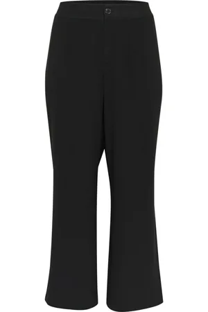 Kaffe Broeken, Dames, Zwart, XL, Polyester, Wijde zwarte broek