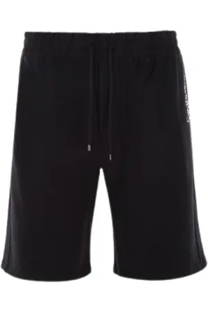 Saint Laurent Korte broeken, Heren, Zwart, S, Katoen, Oversized joggingbroek met logo-borduursel