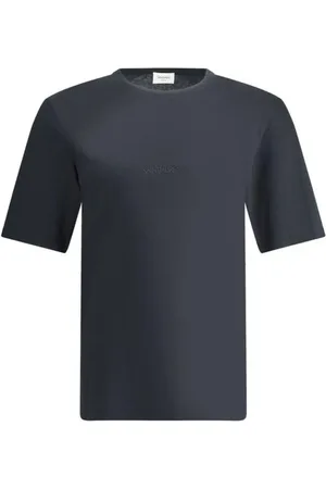 Saint Laurent Tops, Heren, Zwart, M, Katoen, Geborduurd Logo Katoenen T-shirt
