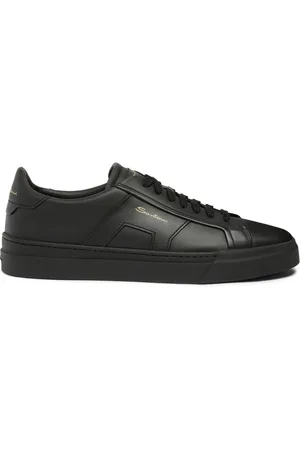 santoni Schoenen, Heren, Zwart, 44 1/2 EU, Leer, Sneakers met dubbele gesp en veters