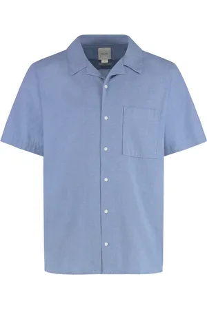 Calvin Klein Overhemden, Heren, Blauw, L, Katoen, Stretch Katoenen Shirt, Boxy Fit