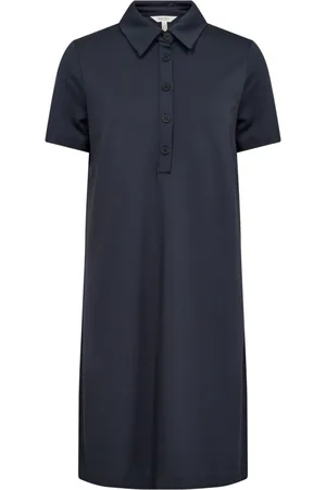 Part Two Kleedjes, Dames, Blauw, XL, Elegante Middernacht Jurk met Korte Mouwen