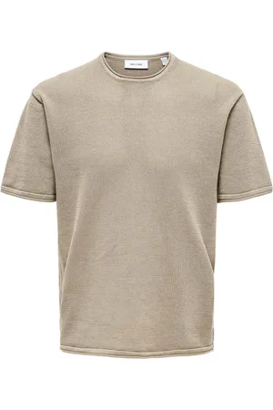 Only & Sons Tops, Heren, , 2Xl, Gehaakt Crew Gebreid Zilveren Voering