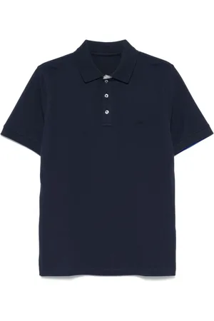 FAY Tops, Heren, Blauw, XL, Blauw Poloshirt met Logo Borduursel