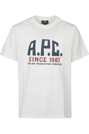 A.P.C. Tops, Heren, Wit, M, Katoen, Cotton Print T-Shirt
