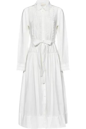 ULLA JOHNSON Kleedjes, Dames, Wit, L, Katoen, Witte Jurk met Kant