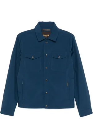 MOORER Jassen, Heren, Blauw, L, Indigo Waterdichte Overhemdjas