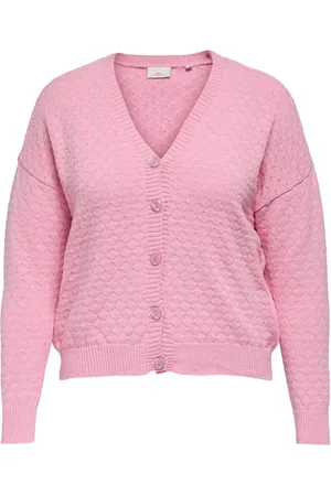 ONLY Truien, Dames, Roze, L, Gestructureerde Cardigan in Fuchsia /Melange
