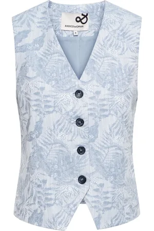&Co Woman Jassen, Dames, Blauw, S, Katoen, Gevoerd Vest