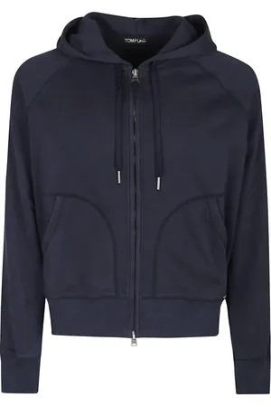 Tom Ford Sweatshirts & Hoodies, Heren, Blauw, M, Stijlvolle Zip-Up Sweatshirt