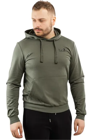 EA7 Sweatshirts & Hoodies, Heren, Groen, M, Katoen, Groene Hoodie voor Mannen