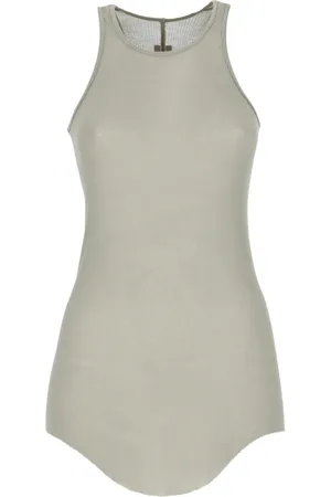 Rick Owens Tops, Dames, Groen, XS, Groene Zijde Blend Geribbelde Mouwloze Top