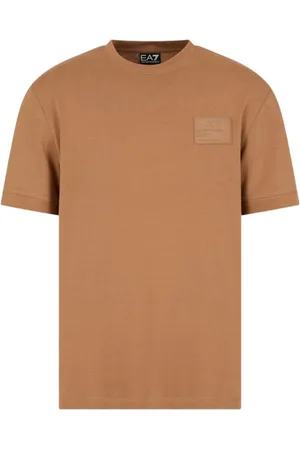 EA7 Tops, Heren, Bruin, M, Korte Mouw T-shirt Regular Fit