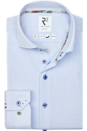 R2 Amsterdam Overhemden, Heren, Blauw, 3Xl, Lichtblauw Overhemd Lange Mouw