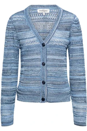 &Co Woman Truien, Dames, Blauw, 2Xl, Katoen, Vest met Lange Mouwen