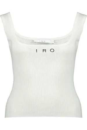 IRO Tops, Dames, Wit, S, Katoen, Geribbelde Tanktop Sorena