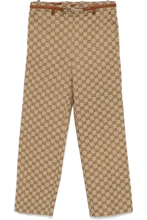 Gucci Broeken, Dames, Bruin, M, Beige Broek met Zakken
