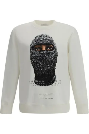 Ih Nom Uh Nit Sweatshirts & Hoodies, Heren, Wit, L, Katoen, Sweatshirt met geborduurd maskerprint