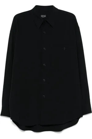 Giorgio Armani Overhemden, Heren, Blauw, M, Blauwe Klassieke Geknoopte Overhemd