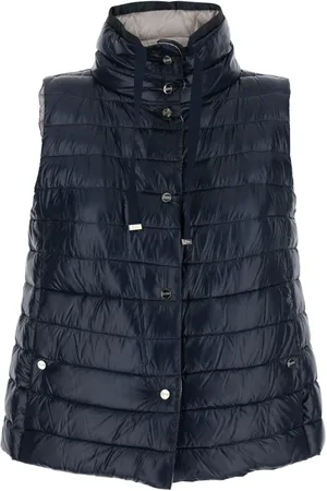 HERNO Jassen, Dames, Blauw, S, Lichtgewicht ganzendons vest met drukknoopzakken