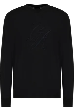 Giorgio Armani Truien, Heren, Zwart, L, Fantasy Zwarte Trui