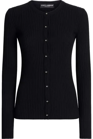 Dolce & Gabbana Truien, Dames, Zwart, S, Geknoopte Cardigan Sweater