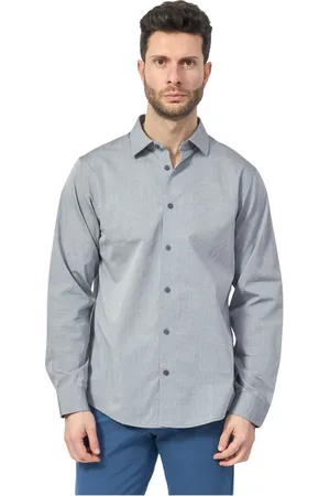 Armani Exchange Overhemden, Heren, Grijs, M, Katoen, Grijze overhemd met geborduurd logo