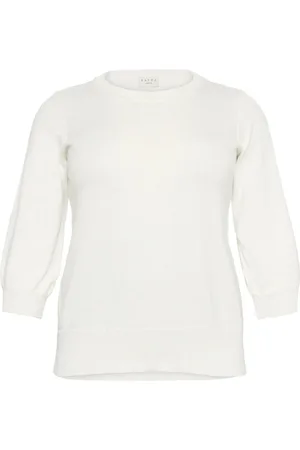 Kaffe Truien, Dames, Wit, XL, Zachte Gebreide Pullover Trui