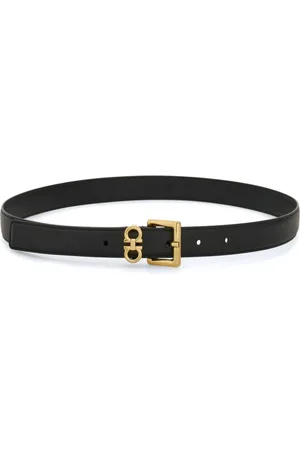 Salvatore Ferragamo Accessoires, Dames, Zwart, 70 CM, Zwart leren Gancini gesp riem