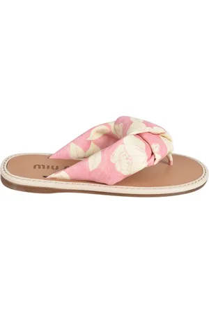 Miu Miu Schoenen, Dames, Roze, 36 EU, Flip-flops met bloemenprint