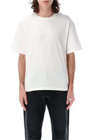Saint Laurent Tops, Heren, Wit, M, Katoen, T-shirt met ronde hals