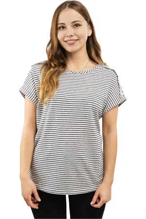 EA7 Tops, Dames, Blauw, M, Katoen, Witte Katoenen Dames T-shirt Ronde Hals