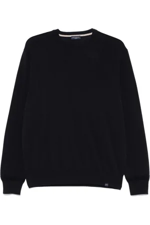 Paul & Shark Truien, Heren, Blauw, XL, Blauwe Crew Neck Sweater Geribbeld