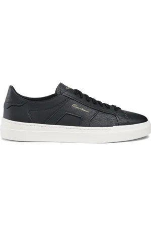 santoni Schoenen, Heren, Blauw, 44 EU, Leer, Double Buckle Sneakers