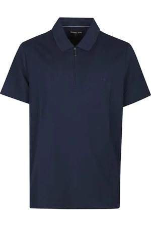 Michael Kors Tops, Heren, Blauw, XL, Stijlvolle Zip Polo Shirt