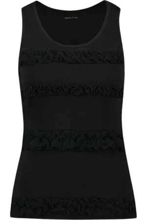 Simone Rocha Tops, Dames, Zwart, S, Katoen, Ruffle Tank Top in katoenen jersey