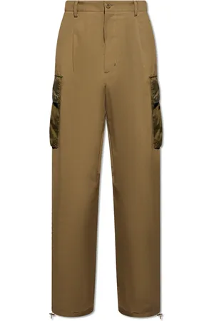 Moncler Broeken, Heren, Groen, M, Katoen, Logo-Patch Rechte Cargo Broek