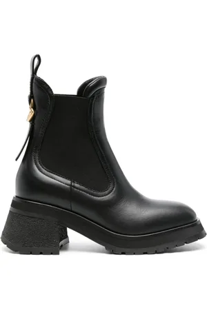 Moncler Schoenen, Dames, Zwart, 36 1/2 EU, Leer, Gigi Chelsea Enkellaarsjes