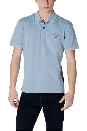 Napapijri Tops, Heren, Blauw, L, Katoen, Klassiek Poloshirt met Knoopsluiting