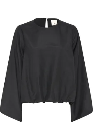 Heartmade Blouses & Shirts, Dames, Zwart, 2Xl, Katoen, Elegante Zwarte Ballonmouw Blouse