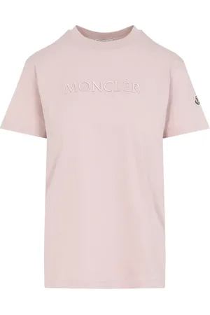Moncler Tops, Dames, Roze, S, Katoen, Lichtroze Katoenen T-Shirt