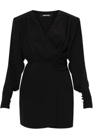ROTATE Kleedjes, Dames, Zwart, M, Leer, Jurk met lange mouwen