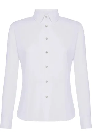 RRD Blouses & Shirts, Dames, Wit, XS, Stretch Oxford Overhemd met Parelknoopsluiting