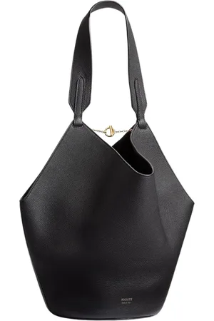 Khaite Tassen, Dames, Zwart, ONE Size, Leer, Lotus Small Tote Tas in Zwart