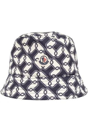 Moncler Accessoires, Dames, Blauw, S, Katoen, Bucket Hat met Patroon