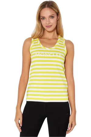 Moncler Tops, Dames, Geel, S, Katoen, Gestreept Mouwloos Topje